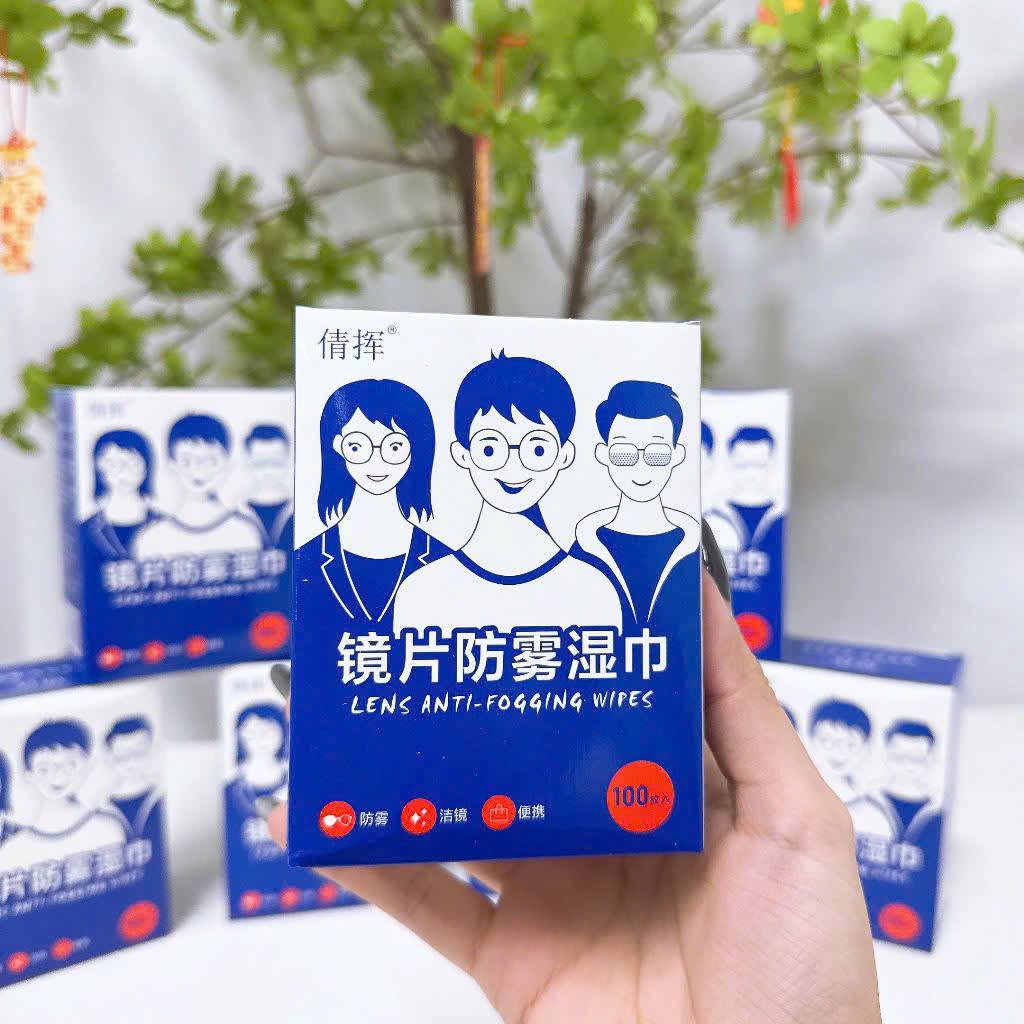 Hộp 100 Miếng Lau Kính Chống Mờ Hơi Sương Bám Vân Tay, Khăn Lau Kính Nano Loại Sạch Bụi Bẩn Chống Trầy Xước Kháng Khuẩn