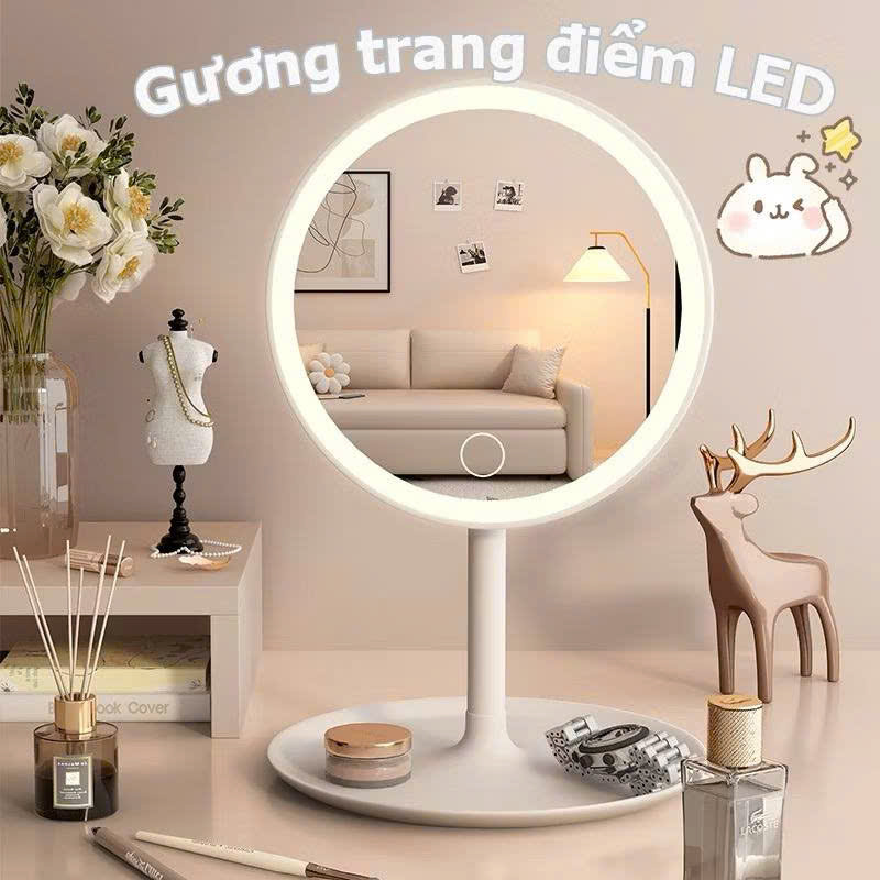 Gương Trang Điểm Có Đèn Led Cảm Ứng Thông Minh Với 3 Chế Độ Ánh Sáng