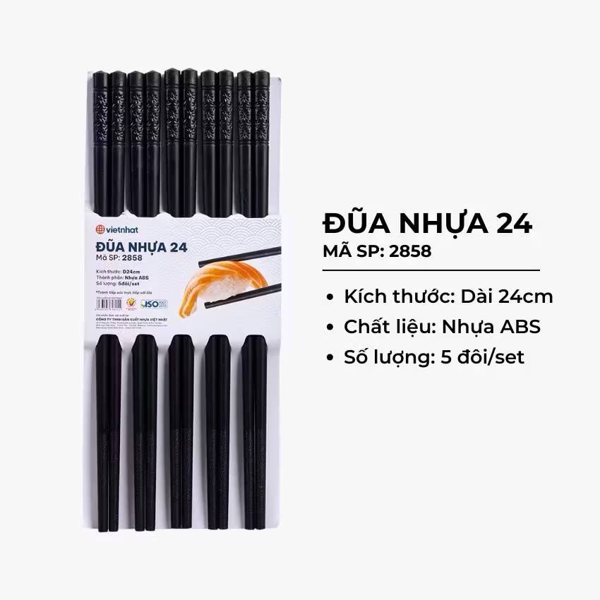 Vỉ 5 Đôi Đũa Nhựa Việt Nhật Cao Cấp Kháng Khuẩn Chịu Nhiệt Chống Trơn Tốt 2858