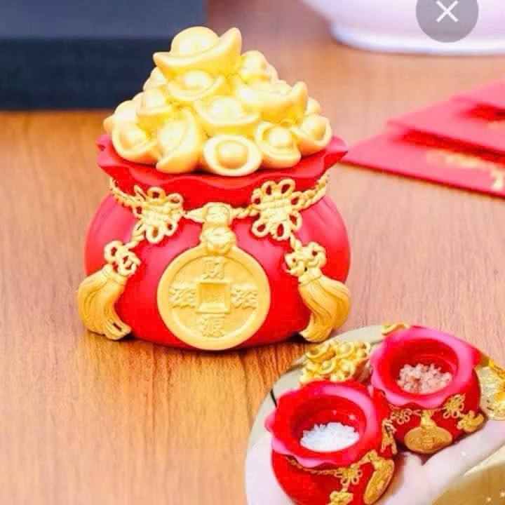 Hũ đựng gạo muối nước thần tài, Hũ Đựng Vàng Tài Lộc, chiêu tài lộc may mắn trang trí ban thờ thần tài