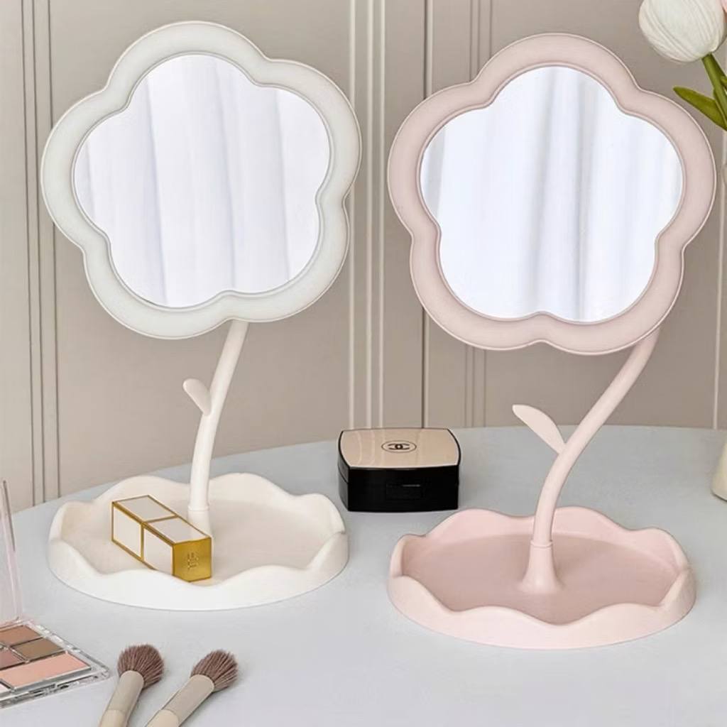 (Size nhỏ) Gương Decor Để Bàn Trang Điểm Hình Hoa Xinh Xắn Màu Sắc Pastel