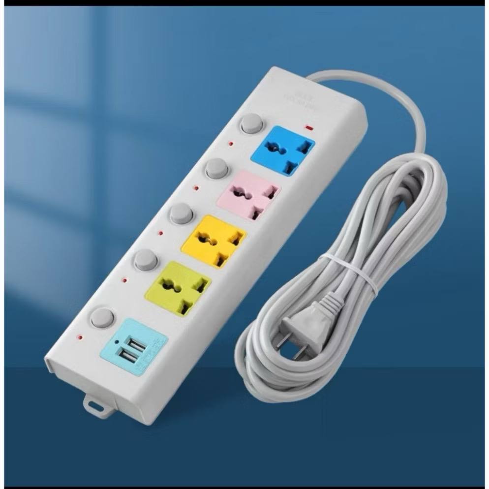 Ổ điện chống giật 4 lỗ + 2 cổng USB, chịu tải 2500W, dây siêu dài 4m