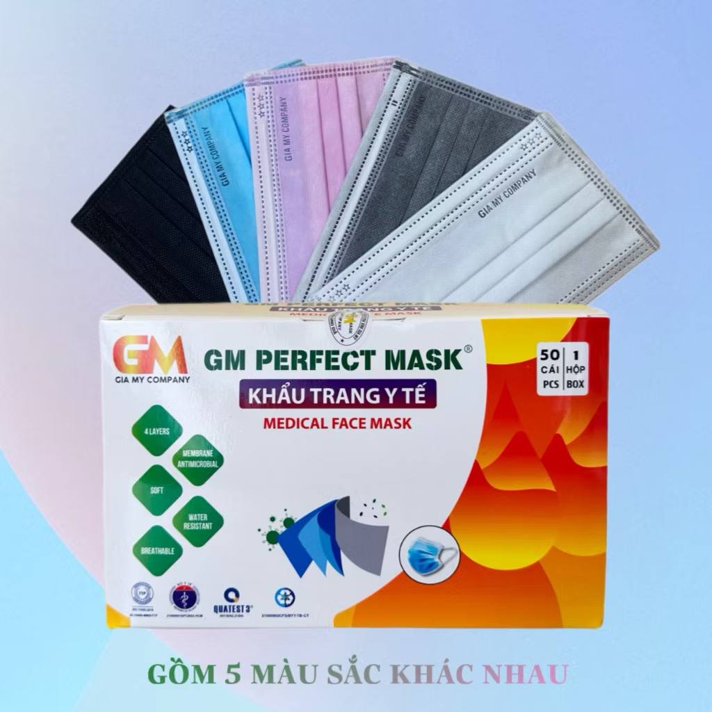 Hộp 50 cái Khẩu trang y tế kháng khuẩn 4 Lớp Cty Gia Mỹ